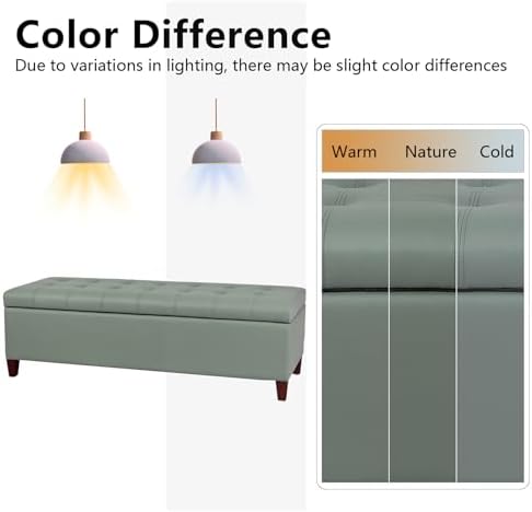 Joveco 51 Inch Storage Bench,Leather Tufted Storage Ottoman with Legs