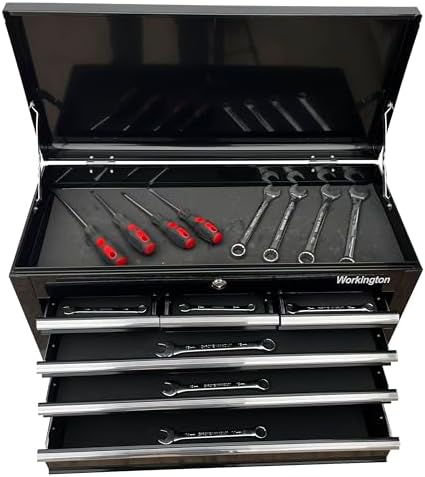 Workington Portable Metal Tool Chest with 6 Drawers, 24" 6-Drawer Tool Chest Cabinet with Ball Bearing Drawer Slides, Steel Tool Storage Box Organizer 4005 Black