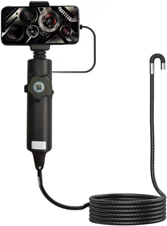 Articulating Borescope Inspection Camera, 0.24in,180° Rotatable Head, 1M/3.28FT, IP67 Waterproof, 6 LED Lights, Android iOS Compatible