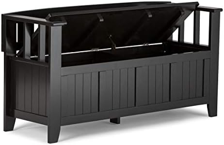 SIMPLIHOME Acadian 2-Seater Storage Bench and Cabinet Set in Black