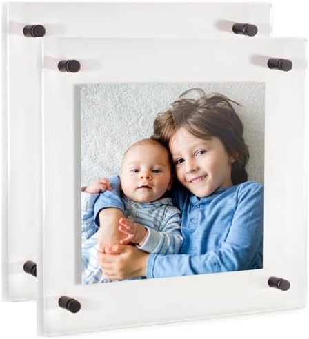 ArtToFrames 14x14 Inch Double Panel Floating Acrylic Picture Frame comes (2 Pack)