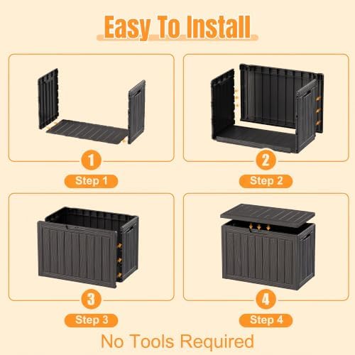 Outdoor Storage Box,60 Gallon Waterproof Resin Patio Deck Box