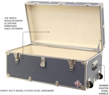 Rhino Small Essential Trunk with Wheels, Camp Footlocker, Dorm Storage