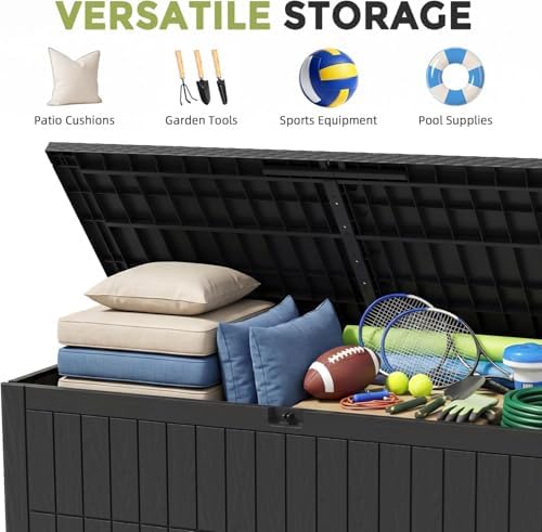 UDPATIO 120 Gallon Lockable Deck Box Outdoor Storage Box Waterproof Indoor Outdoor Storage Container for Patio Cushions Garden Tools Package Delivery Boxes for Outside