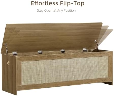 55.1" Storage Chest Extra Large,Rattan Storage Bench(Cherry Brown)