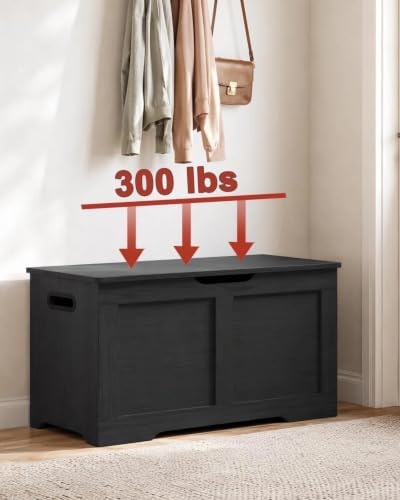 Timberer 31.5" Storage Chest with 2 Safety Hinges, Wooden Storage Trunk