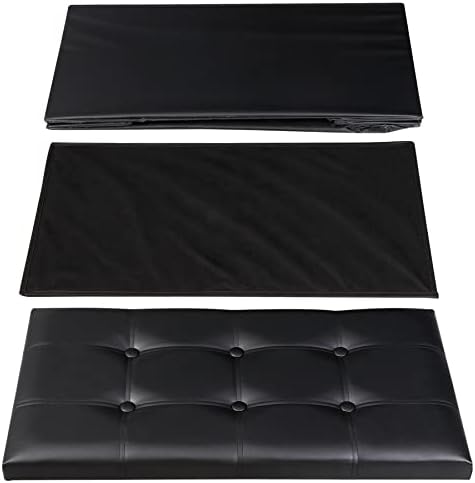 ZenStyle 30Inches Storage Ottoman Bench, Folding Footrest Stool, Storage Chest Long Shoes Bench with Foam Padded Seat, Holds up to 350 lbs, for Living Room, Entryway, Bedroom, (Black, 30 inches)