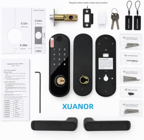 Keyless Entry Fingerprint Smart Deadbolt Lock with Handle & Keypad – App Control, Code Access, Easy DIY Install for Front Door, Home, Airbnb, Rental