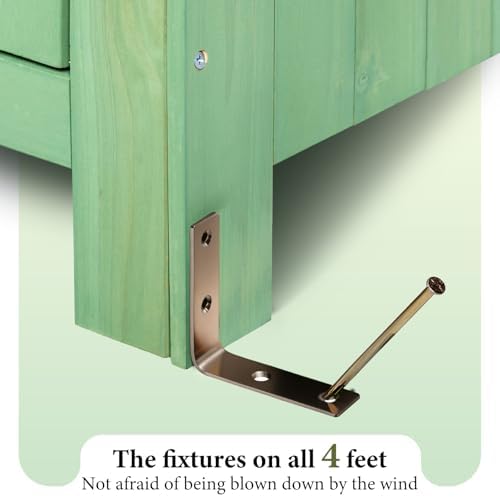 VINGLI Outdoor Wooden Storage Shed, Garden Shed Outside Tool Cabinet with Safety Latch, Patio Storage Organizer (Light Green)