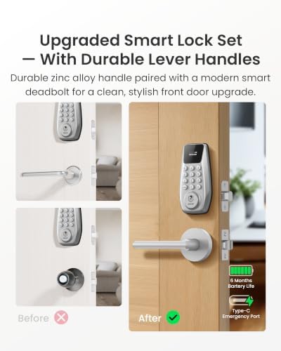 DESLOC Fingerprint WiFi Smart Lock, K120 Keypad Deadbolt Up to 16 Months