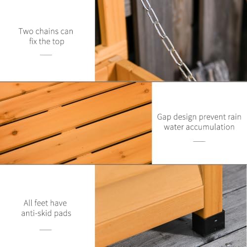 Outsunny 75 Gallon Wooden Deck Box Outdoor Storage Container Yellow