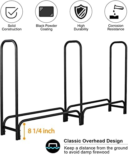 GASPRO 8FT Firewood Rack Outdoor with Waterproof Cover
