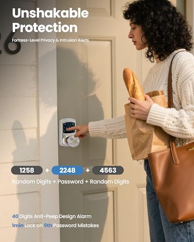 Smart Fingerprint Keyless Entry Door Knob Keypad Electronic Biometric Lock