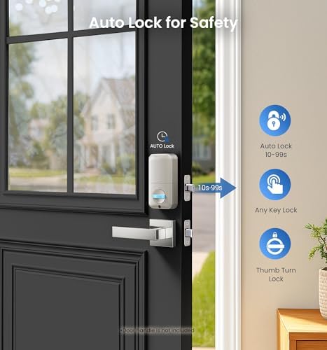 Veise KS02A Fingerprint Door Lock, Keypad Deadbolt, Satin Nickel