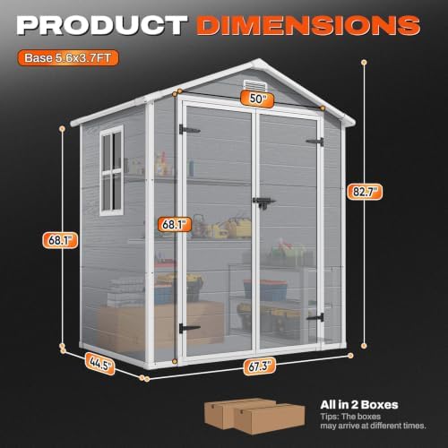 Quictent 6x4FT Resin Storage Shed with Floor, Plastic Shed(Base 5.6X3.7FT)