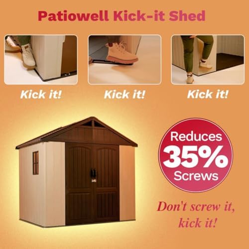 Patiowell 8x6 FT Resin Outdoor Storage Shed with Floor, Beige