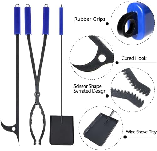 28in Fireplace Tools Set with Metal Stand Wrought Iron