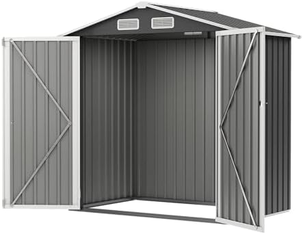 UDPATIO 6x4 FT Metal Storage Shed,Outdoor Shed,Garden Shed for Patio,Grey