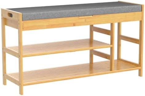 2-Tier Shoe Rack Bench with Flip-Top Storage, 36" Entryway Bench with Seat
