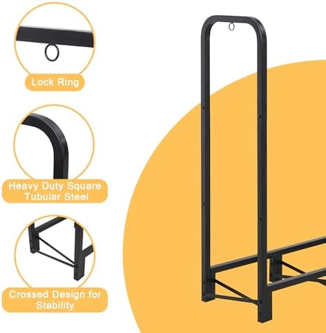 Werph 8FT Firewood Rack Outdoor, Heavy Duty Firewood Storage Rack