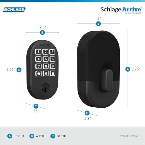 Schlage Arrive Smart WiFi Deadbolt Lock with Remsen Trim, Matte Black