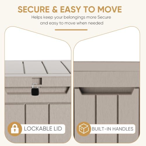 150-Gallon Lockable Deck Boxes, Waterproof Outdoor Storage Box for Patio