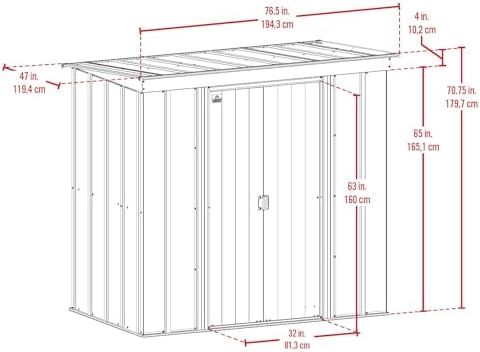 Cover It 6' x 4' Galvanized Steel Outdoor Storage Shed with Pent Roof and Lockable Sliding Doors, Weather-Resistant Steel Storage Shed for Backyards, Gray