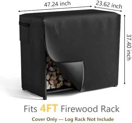 Firewood Cover for 4ft Rack - Waterproof Heavy Duty Outdoor 600D Oxford