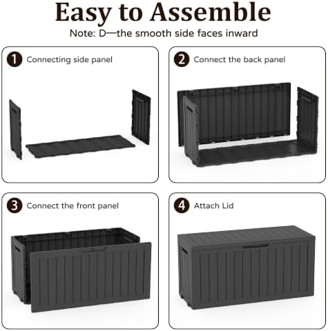 Outdoor Storage Box,140 Gallon Lockable Deck Box with Wheels,Black