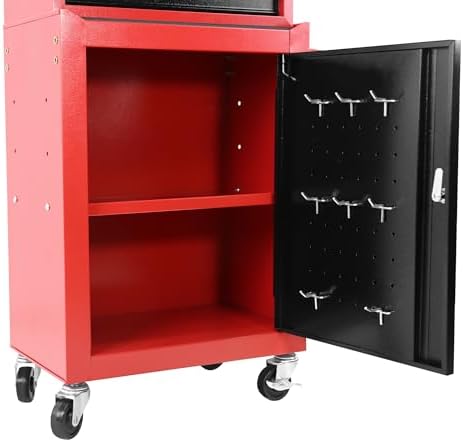 Henf 3-Drawer Rolling Tool Storage Cabinet with Detachable Top Tool Box, Liner, Adjustable Shelf, Wheels - Mobile Steel Organizer for Garage, Warehouse, Workshop, Repair Shop
