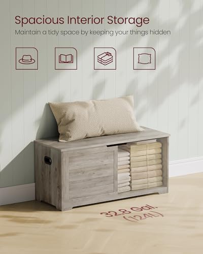 VASAGLE Storage Chest, 39.4 Inches Width Bench with 2 Safety Hinges