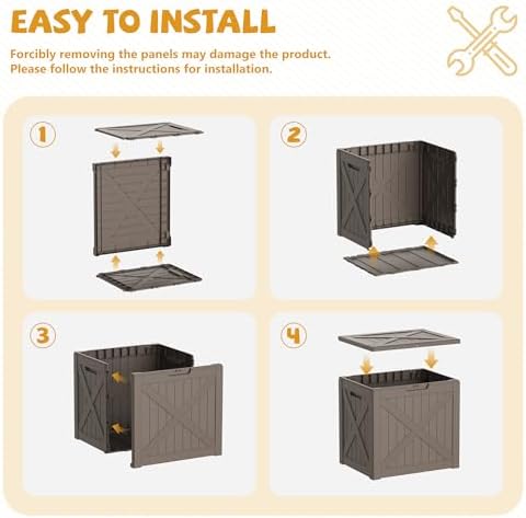 40 Gal Outdoor Storage Box Waterproof Lockable Deck Boxes Grey