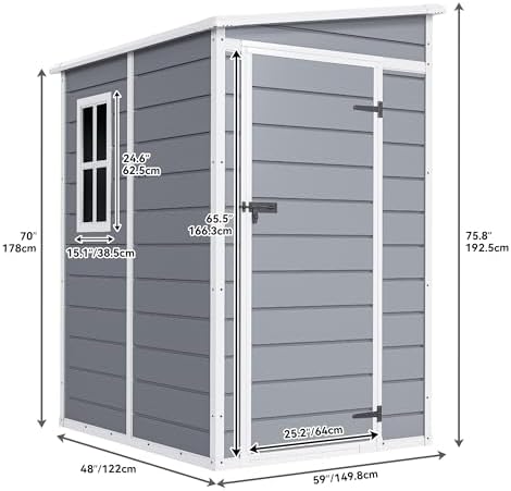 DWVO 5x4FT Resin Outdoor Storage Shed with Floor, Waterproof Tool Shed