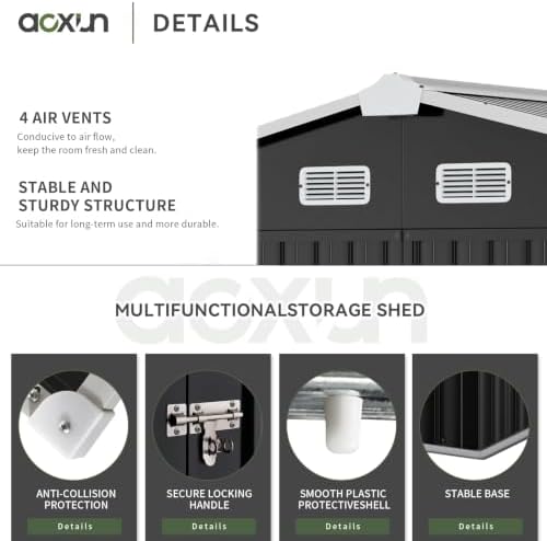 Aoxun 10x8 FT Shed Outdoor Storage Shed with Floor Black