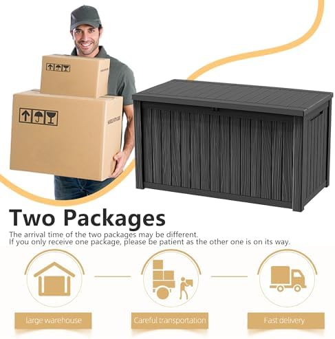 260 Gallon Large Outdoor Storage Box, Black