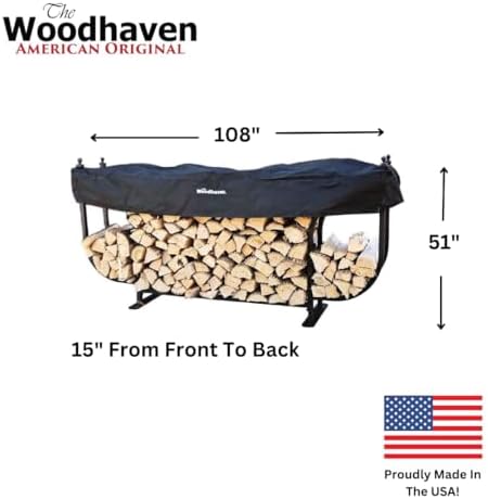 Woodhaven Courtyard Outdoor Firewood Rack With Cover (9 Foot)