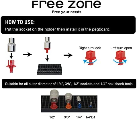 Free Zone 68-Piece Large Pegboard Socket Tools Organizer Set