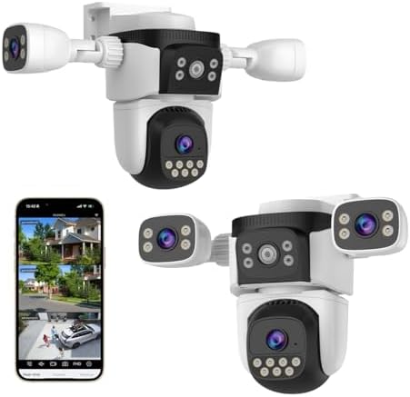 eversecu triple lens wifi ptz security camera, three shown in use