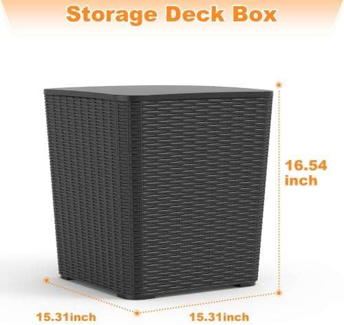 PatioZen 20Gal Resin Storage Box, Lockable Waterproof Deck Box, Black