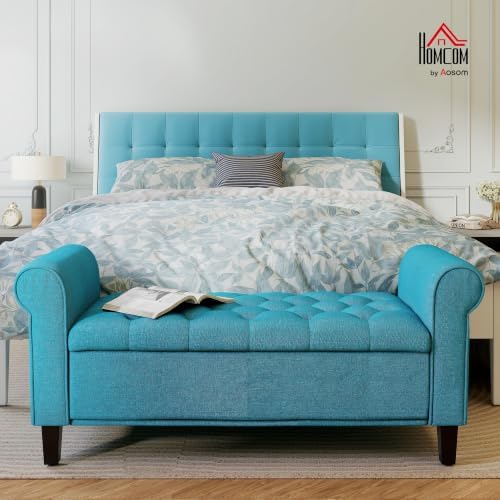 HOMCOM Storage Ottoman Bench 50" with Lift Top Lid, Teal