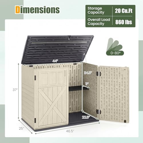 Tangkula 20 Cu.Ft Large Outdoor Storage Cabinet w/Adjustable Shelf