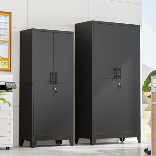 Metal Garage Storage Cabinet, 71" H Lockable Tool Cabinet with Doors
