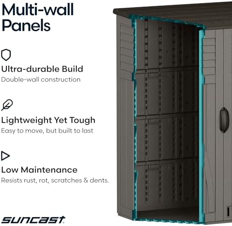 Suncast 54 Cu Ft Medium Vertical Storage Shed, Stoney, Made in USA