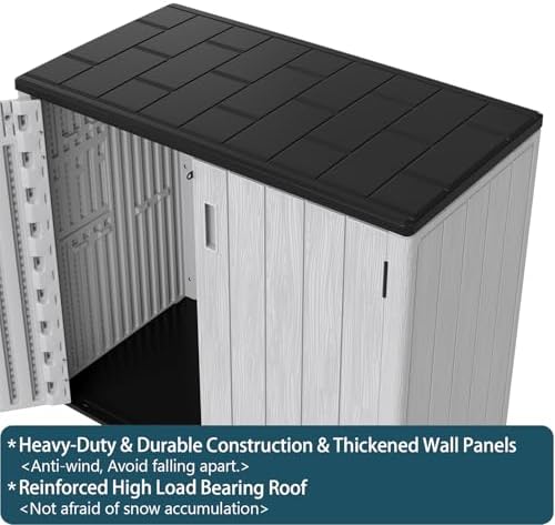 HOMSPARK Outdoor Storage Shed 37 Cu.Ft, All-Weather Resistant Resin Garden Sheds & Outdoor Storage Clearance with Floor, Double-Layer Plastic Tool Sheds for Patio, Garden & Lawn (Light Gray)