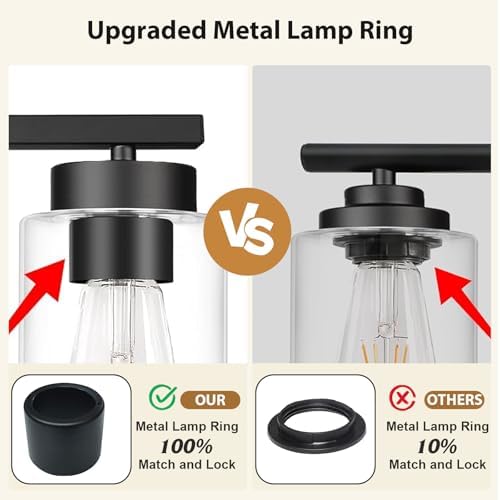 IZORRO Bathroom Light Fixtures, Modern Vanity Lights, Bathroom Lighting Fixtures Over Mirror with Clear Glass Shade, Wall Sconce for Living Room Cabinet Bedroom (Matte Black, 4-Light)