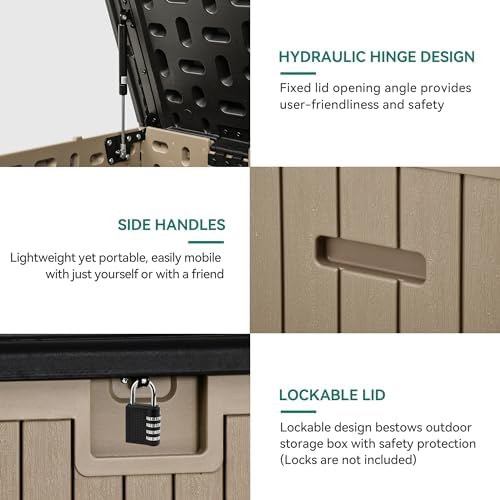 YITAHOME 260 Gallon Large Deck Box with Divider & Side Handles