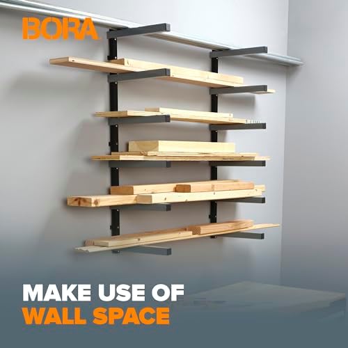 BORA Wood Rack, 6-Level Wall Mount Lumber Storage Rack for Wood Storage