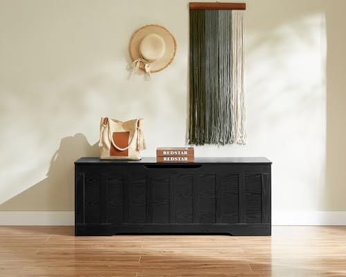 VANKILEY 51.2" Storage Chest Extra Large,Wooden Storage Bench,Black