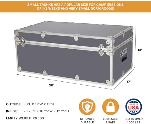 Rhino Small Essential Trunk with Wheels, Camp Footlocker, Dorm Storage