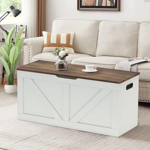 Timberer 39.4" Storage Chest, Wooden Storage Bench, Large Storage Trunk